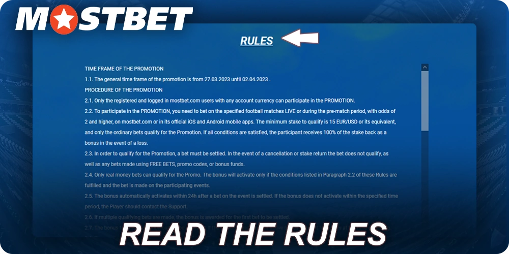 read the Mostbet bonus rules