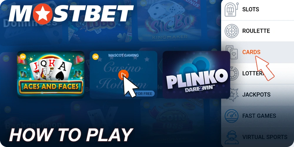 Instructions on how to play Card Games at Mostbet