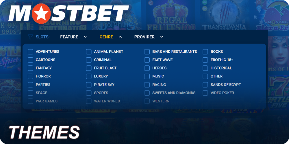 Mostbet Slots Themes